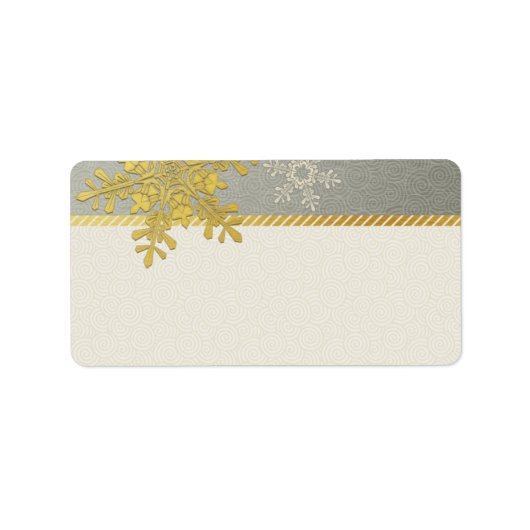 Silver Gold Snowflake Hochzeitsplatten Adressaufkleber (Vorne)