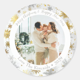 Silver & Gold Snowflake Holiday Foto Sticker