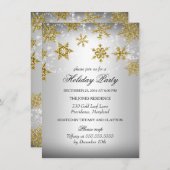Silver & Gold Snowflake Weihnachtsfeier Einladung (Vorne/Hinten)