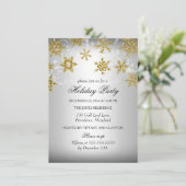 Silver & Gold Snowflake Weihnachtsfeier Einladung (Stehend Vorderseite)