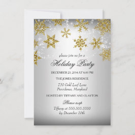 Silver & Gold Snowflake Weihnachtsfeier Einladung