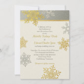 Silver Gold Snowflake Winter Hochzeit Einladung (Vorderseite)