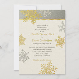 Silver Gold Snowflake Winter Hochzeit Einladung