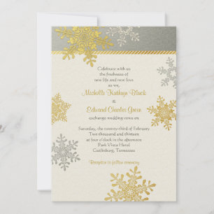 Silver Gold Snowflake Winter Hochzeit Einladung