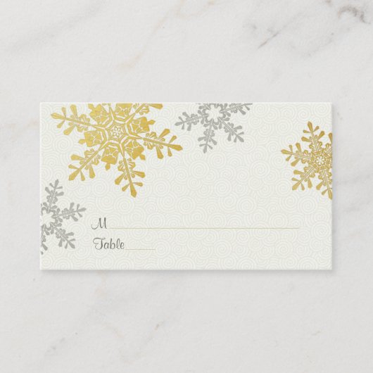 Silver Gold Snowflake Winter Hochzeiten Platzkarte (Vorderseite)
