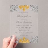 Silver Gold Snowflake Winter Quinceanera Acryleinladungen (Insitu (Handheld))