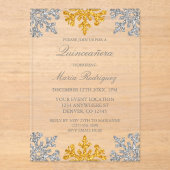 Silver Gold Snowflake Winter Quinceanera Acryleinladungen (Vorderseite)