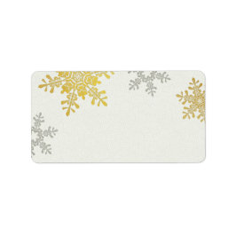 Silver Gold Snowflake Winter Wedding Blank Adressaufkleber