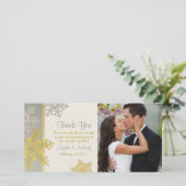 Silver Gold Snowflake Winter Wedding Danke (Stehend Vorderseite)