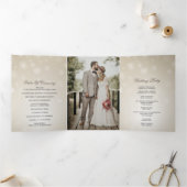 Silver Gold Snowflake Winter Wedding Dreifach-gefaltete Programmkarte (Innenseite)