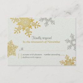 Silver Gold Snowflake Winter Wedding Repair Card RSVP Karte