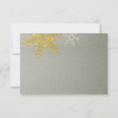 Silver Gold Snowflake Winter Wedding Repair Card RSVP Karte (Rückseite)