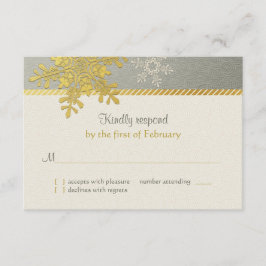 Silver Gold Snowflake Winter Wedding Repair Card RSVP Karte
