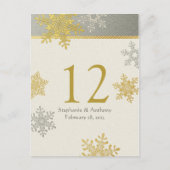 Silver Gold Snowflake Winter Wedding Table Card Postkarte (Vorderseite)