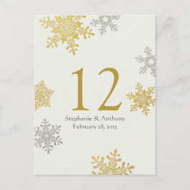 Silver Gold Snowflake Winter Wedding Table Card Postkarte
