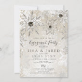 Silver Gold Snowflakes Winter Engagement Party Einladung (Vorderseite)