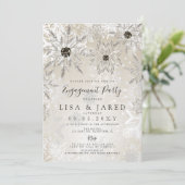 Silver Gold Snowflakes Winter Engagement Party Einladung (Stehend Vorderseite)