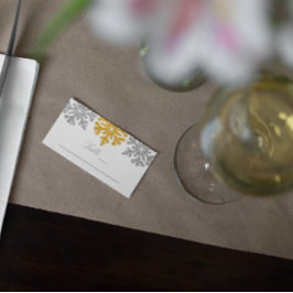 Silver Gold Snowflakes Winterhochzeit Platzkarte