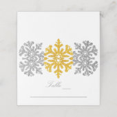 Silver Gold Snowflakes Winterhochzeit Platzkarte (Außenseite Aufgefaltet)
