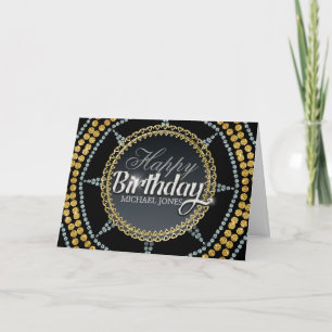 Silver Gold Sparkle Star Geburtstagkarte Karte