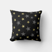 Silver & Gold Stars Black Hollywood Star Glam Kissen (Vorderseite)