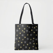 Silver & Gold Stars Black Hollywood Star Glam Tasche (Vorderseite)