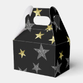 Silver & Gold Stars Black Hollywood Star Party Geschenkschachtel (Vorderseite)