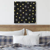 Silver & Gold Stars Black Hollywood Star Party Leinwanddruck (Insitu (Schlafzimmer))