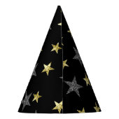 Silver & Gold Stars Black Hollywood Star Party Partyhütchen (Rückseite)