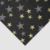Silver & Gold Stars Black Hollywood Star Party Seidenpapier (Ausschnitt)