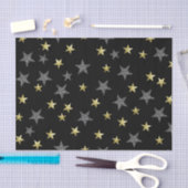 Silver & Gold Stars Black Hollywood Star Party Seidenpapier (Handwerk)