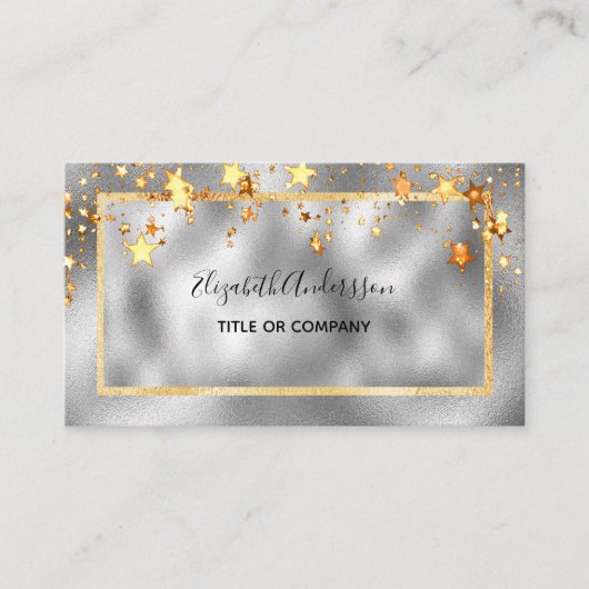 Silver Gold Stars eleganter Schönheitssalon Visitenkarte (Vorderseite)