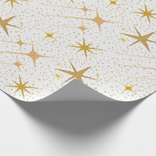 Silver & Gold Stars | Feiern | Weihnachten Geschenkpapier (Ecke)