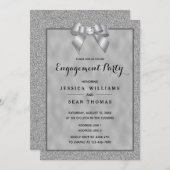 Silver Gold & Stylish Glitzer Verlobung Einladung (Vorne/Hinten)