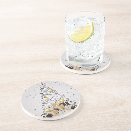 Silver Gold und Black Christmas Tree Getränkeuntersetzer (Seite)