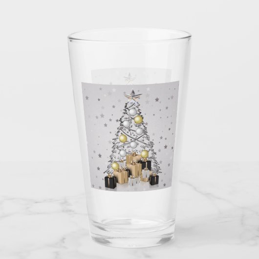 Silver Gold und Black Christmas Tree Glas (Vorderseite)