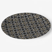 Silver, Gold und Black Hollywood Regency Pattern Pappteller (Schrägansicht)
