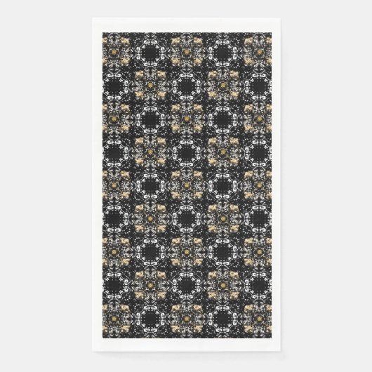 Silver, Gold und Black Hollywood Regency Pattern Serviette (Vorderseite)