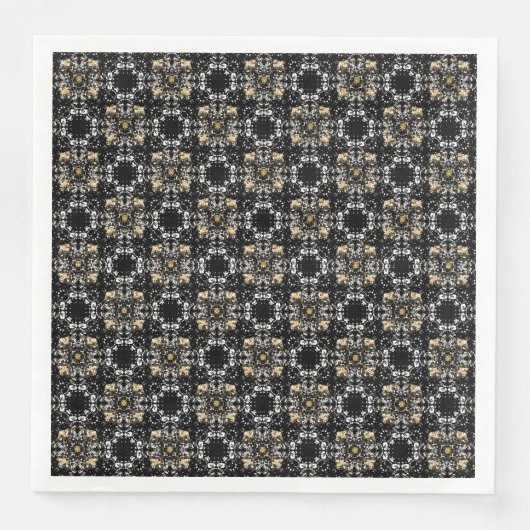 Silver, Gold und Black Hollywood Regency Pattern Serviette (Vorderseite)