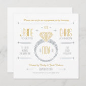 Silver & Gold Verlobung Ring Party Einladung (Vorne/Hinten)