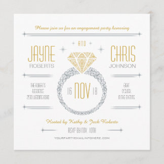 Silver & Gold Verlobung Ring Party Einladung