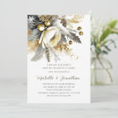 Silver Gold Weihnachts Winter Bible Verse Hochzeit Einladung (Stehend Vorderseite)
