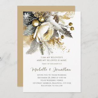 Silver Gold Weihnachts Winter Bible Verse Hochzeit Einladung