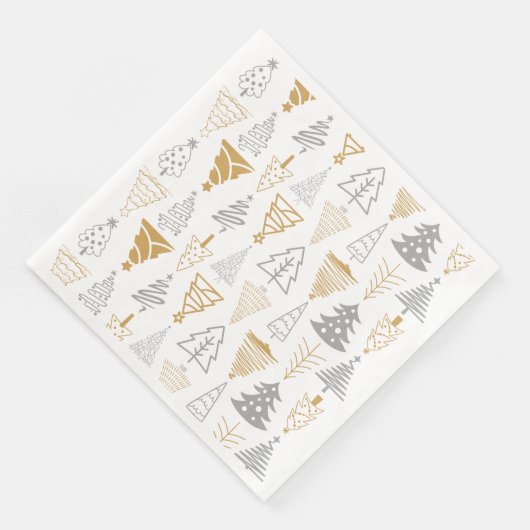 Silver & Gold Weihnachtsbaum Napkin Serviette (Ecke)