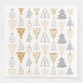 Silver & Gold Weihnachtsbaum Napkin Serviette (Vorderseite)