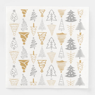 Silver & Gold Weihnachtsbaum Napkin Serviette