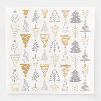 Silver & Gold Weihnachtsbaum Napkin Serviette