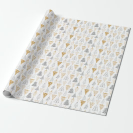 Silver & Gold Weihnachtsbaum Wrapping Paper Geschenkpapier