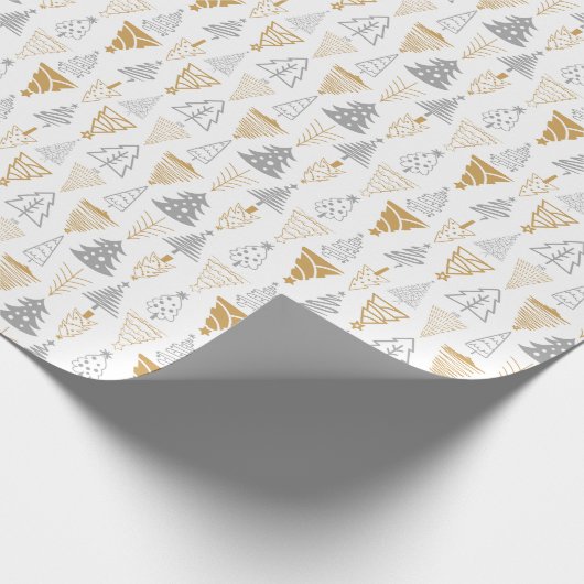 Silver & Gold Weihnachtsbaum Wrapping Paper Geschenkpapier (Ecke)