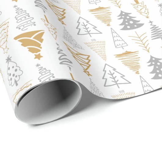 Silver & Gold Weihnachtsbaum Wrapping Paper Geschenkpapier (Rolleneckpunkt)